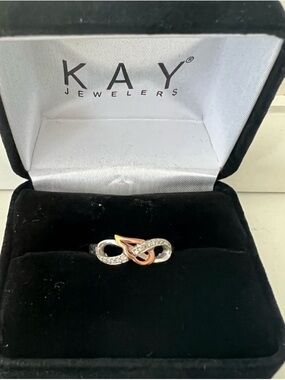 Kay Jewelers Two-Tone Infinity Ring with Rose Gold Accent